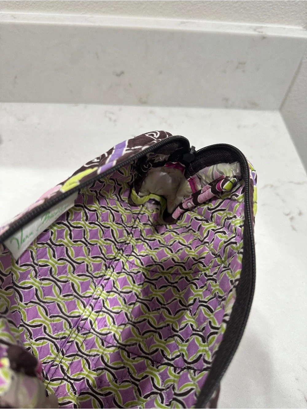 Vera Bradley Purple Floral Quilted Cosmetic Pouch in Purple Punch Pattern
